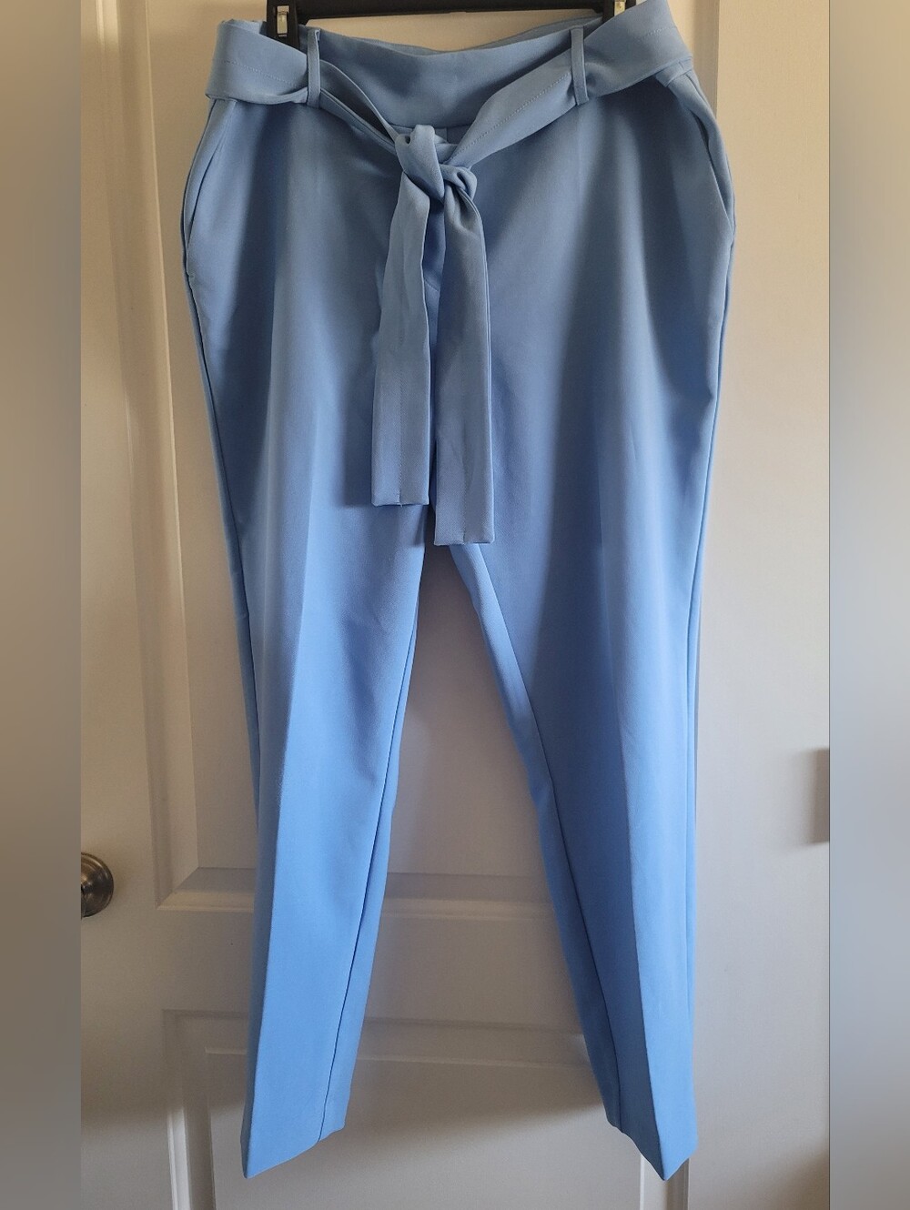 Straight-Leg Tie-Waist Pants in Light Blue - Picture 5 of 6
